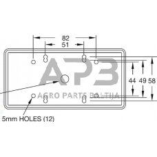 Galinis žibintas stačiakampis, 12/24V, gintarinėraudona, 160x56x80mm, Britax TOR2446