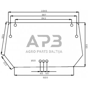 Galinis kabinos stiklas viršutinis D7705