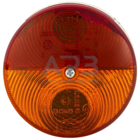 Galinis žibintas apvalus, 24V, raudona/oranžinė, Ø 82mm, Hella 2SW003185041