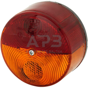 Galinis žibintas apvalus, 24V, raudona/oranžinė, Ø 82mm, Hella 2SW003185041