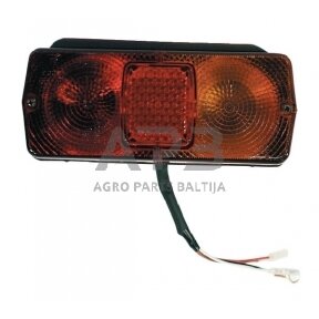 Galinis žibintas dešininis stačiakampis, 12V, raudona/gintarinė, 184x76mm, 4 kontaktų, Cobo 02369000