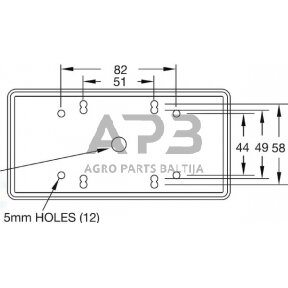 Galinis žibintas stačiakampis, 12/24V, gintarinėraudona, 160x56x80mm, Britax TOR2446