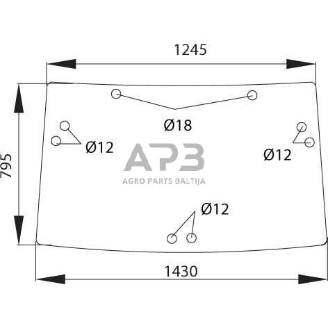 Galinis kabinos stiklas viršutinis R110990N Galinis kabinos stiklas viršutinis R110990N