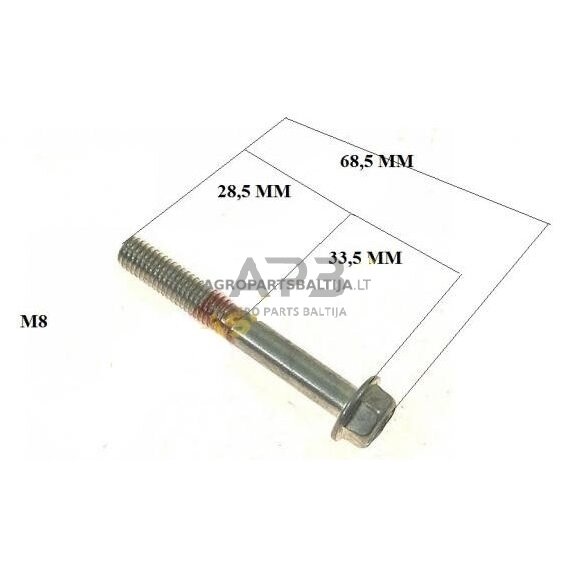 Galvos varžtas Honda GX140, GX160, GX200 išmatavimai mm 8x60 1 Galvos varžtas Honda GX140, GX160, GX200 išmatavimai mm 8x60 1