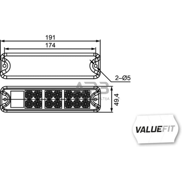 Galiniai žibintai LED, stačiakampis, 10/30V, raudona/geltona, 191x28x50mm, 21 LED, Hella ValueFit 2VP357021011 6