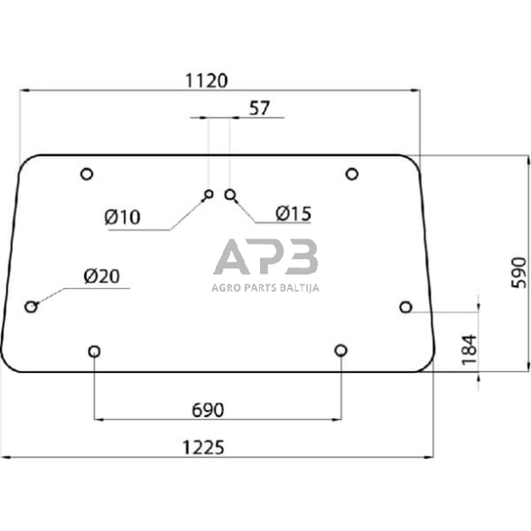 Galinis kabinos stiklas viršutinis D6908 Galinis kabinos stiklas viršutinis D6908