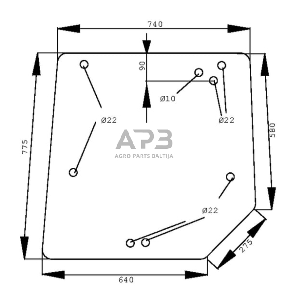 Galinis kabinos stiklas viršutinis D6942 Galinis kabinos stiklas viršutinis D6942