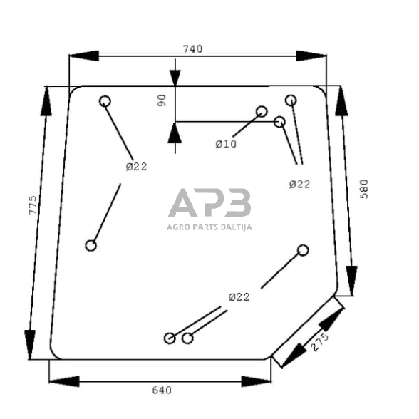 Galinis kabinos stiklas viršutinis D6942T Galinis kabinos stiklas viršutinis D6942T
