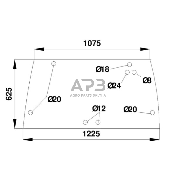Galinis kabinos stiklas viršutinis D7081 Galinis kabinos stiklas viršutinis D7081