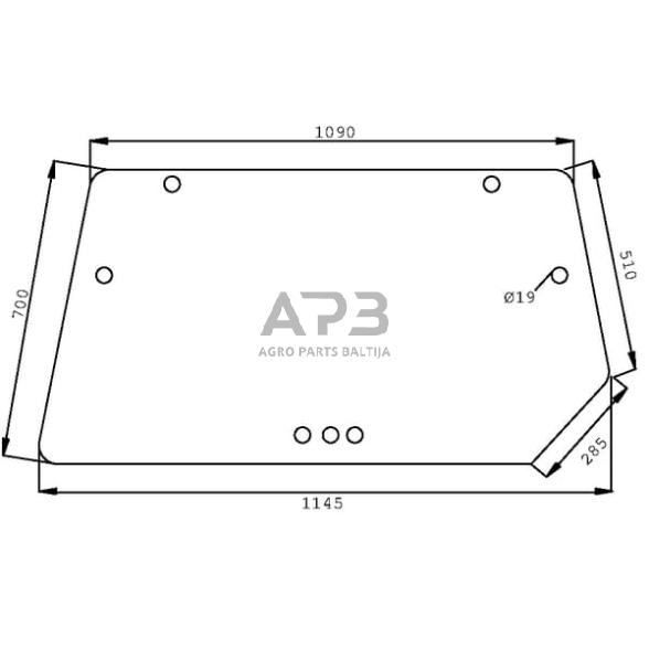 Galinis kabinos stiklas viršutinis D7747 Galinis kabinos stiklas viršutinis D7747