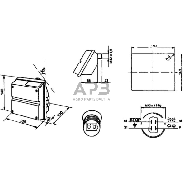 Galinis žibintas dešininis stačiakampis, raudona/gintarinė, bolt on AMP kištukas, Cobo 02285000 1 Galinis žibintas dešininis stačiakampis, raudona/gintarinė, bolt on AMP kištukas, Cobo 02285000 1