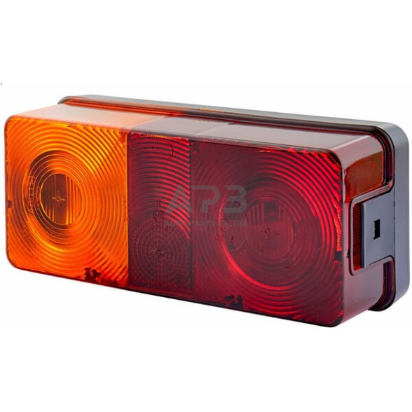 Galinis žibintas kairinis stačiakampis, 12/24V, raudona/oranžinė, 170x62x75mm, Hella 2SD002582011