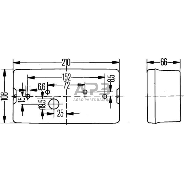 Galinis žibintas kairinis stačiakampis, 12/24V, raudona/oranžinė 210x66x108mm, Hella 2VP006040111 6