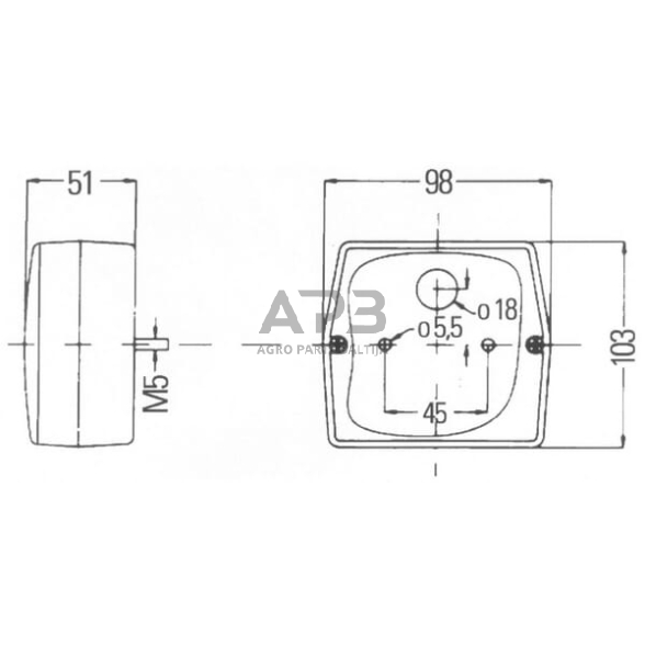 Galinis žibintas kvadratas, 12V, raudona/oranžinė, 98x51x103mm, 5 kontaktų, Hella 2SE998530077 1 Galinis žibintas kvadratas, 12V, raudona/oranžinė, 98x51x103mm, 5 kontaktų, Hella 2SE998530077 1