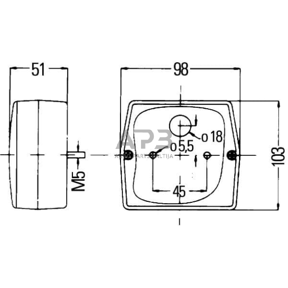 Galinis žibintas kvadratas, 12V, raudona/oranžinė, 98x51x103mm, Hella 2SE998530061 6 Galinis žibintas kvadratas, 12V, raudona/oranžinė, 98x51x103mm, Hella 2SE998530061 6