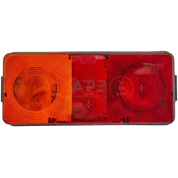 Galinis žibintas stačiakampis, 12/24V, raudona/gintarinė, 170x62x75mm, Hella 2SE002582071 1