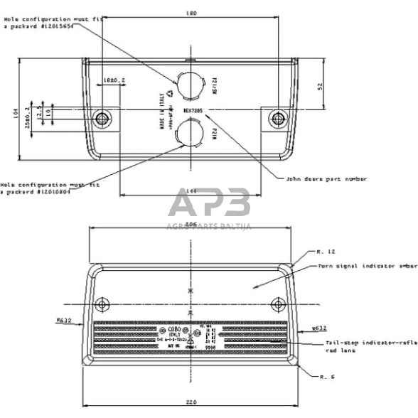 Galinis žibintas stačiakampis, raudona/gintarinė, 220x104mm, Cobo 02780000 2 Galinis žibintas stačiakampis, raudona/gintarinė, 220x104mm, Cobo 02780000 2