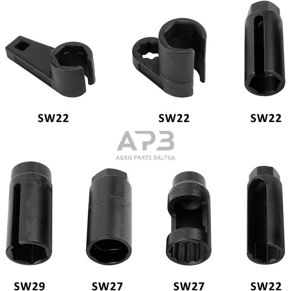Galvučių lambda zondui rinkinys 1/2'' 7vnt. 2 Galvučių lambda zondui rinkinys 1/2'' 7vnt. 2