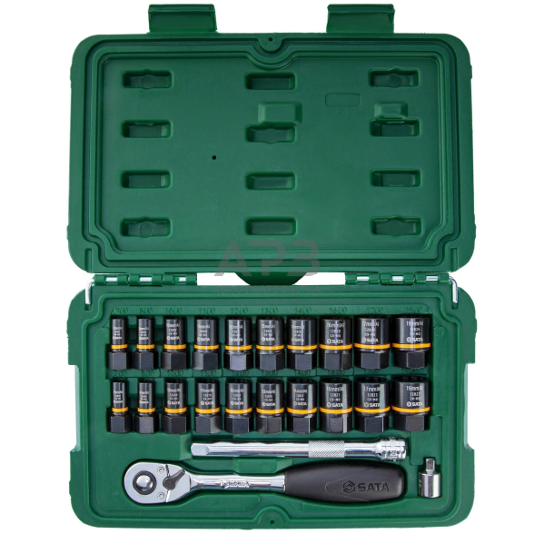 Galvučių rinkinys 3/8" + 1/4" pažeistiems varžtams išsukti (23vnt) Galvučių rinkinys 3/8" + 1/4" pažeistiems varžtams išsukti (23vnt)