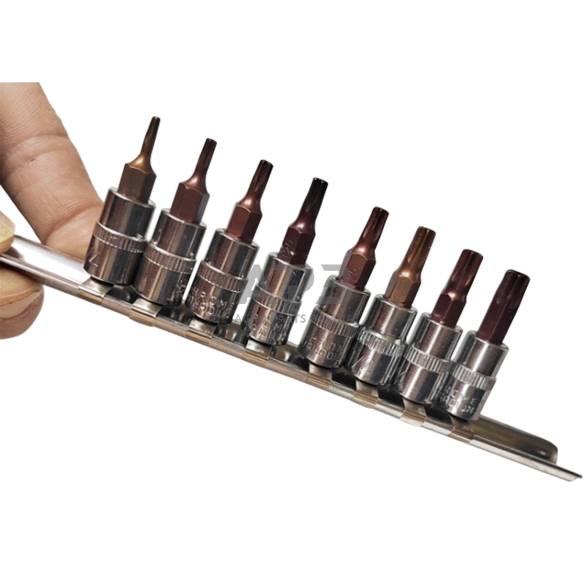 Galvučių su antgaliu rinkinys 1/4" (T-8-T-40)(torx) 8vnt. 1 Galvučių su antgaliu rinkinys 1/4" (T-8-T-40)(torx) 8vnt. 1