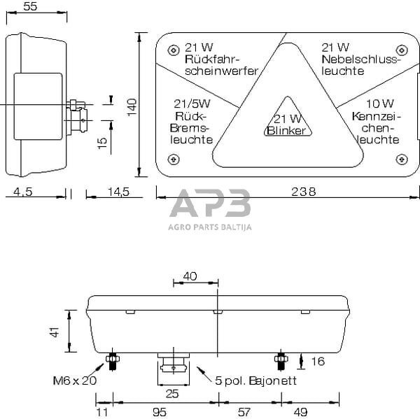 Galinis žibintas kairinis stačiakampis, 12V, raudona/skaidri, 5 kontaktų, Aspöck 248510007 2 Galinis žibintas kairinis stačiakampis, 12V, raudona/skaidri, 5 kontaktų, Aspöck 248510007 2