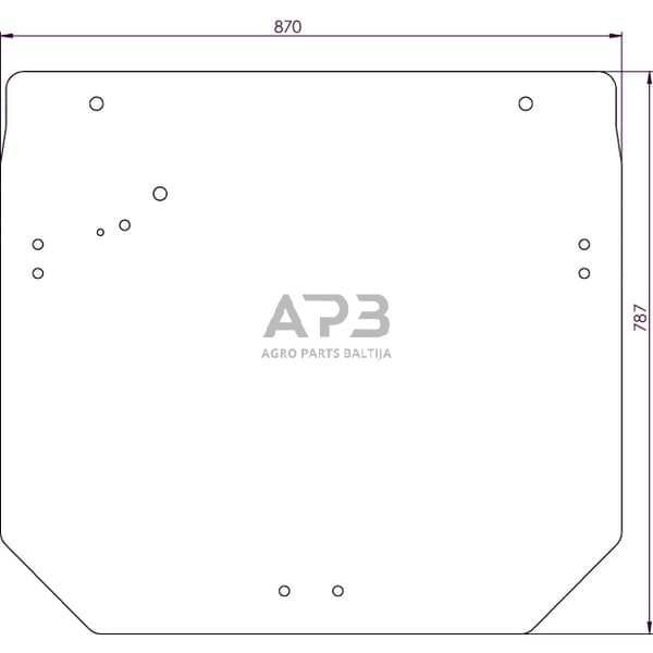 Galinis kabinos stiklas 11 tvirtinimo skylių R261272N