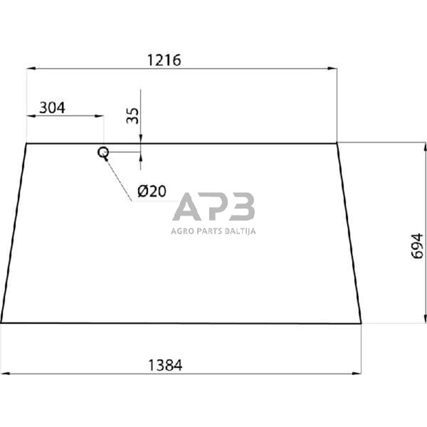 Galinis kabinos stiklas viršutinis D4006 Galinis kabinos stiklas viršutinis D4006