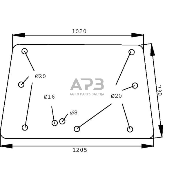 Galinis kabinos stiklas viršutinis D6620 Galinis kabinos stiklas viršutinis D6620
