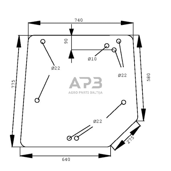 Galinis kabinos stiklas viršutinis D6942T Galinis kabinos stiklas viršutinis D6942T