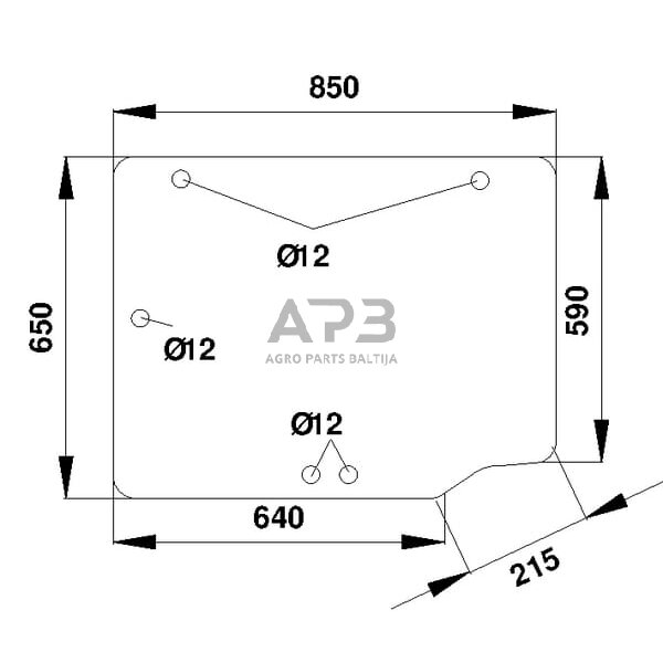 Galinis kabinos stiklas viršutinis D7099 Galinis kabinos stiklas viršutinis D7099