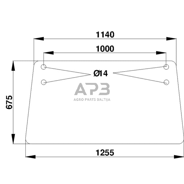 Galinis kabinos stiklas viršutinis D7408 Galinis kabinos stiklas viršutinis D7408