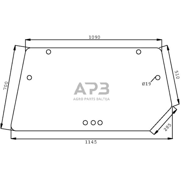 Galinis kabinos stiklas viršutinis D7747 Galinis kabinos stiklas viršutinis D7747
