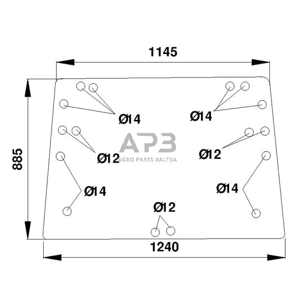 Galinis kabinos stiklas viršutinis D8505 Galinis kabinos stiklas viršutinis D8505