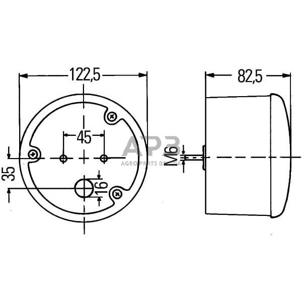 Galinis žibintas apvalus, 12/24V, raudona/oranžinė, Ø 122.5mm, Hella 2SD964169111 5