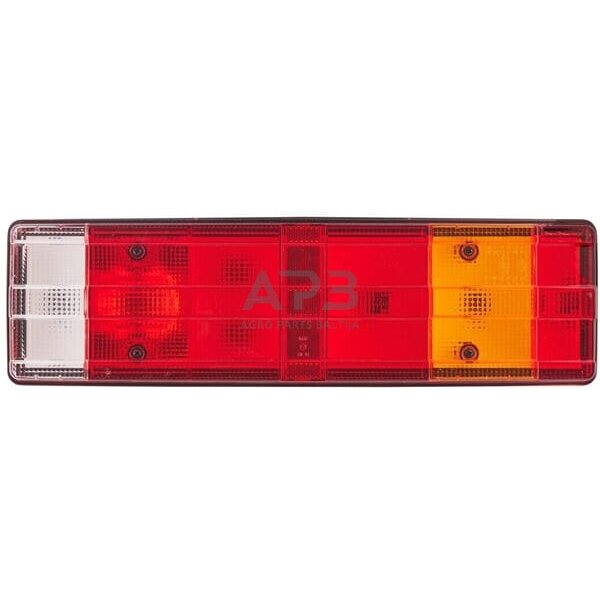 Galinis žibintas dešininis stačiakampis, 12/24V, amber/skaidrus/raudona, 465x54x134mm, Hella 2VP008204101 1