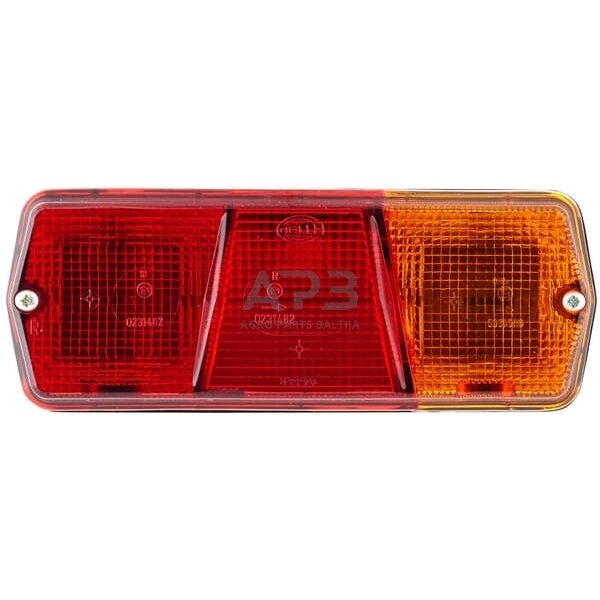 Galinis žibintas dešininis stačiakampis, 12/24V, gintarinė/raudona, 201x71x76mm, Hella 2SD001680281 1