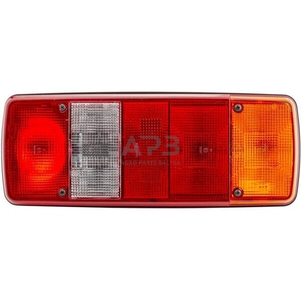 Galinis žibintas dešininis stačiakampis, 12/24V, raudona/gintarinė 343x75x133mm, Hella 2VP003567121 1