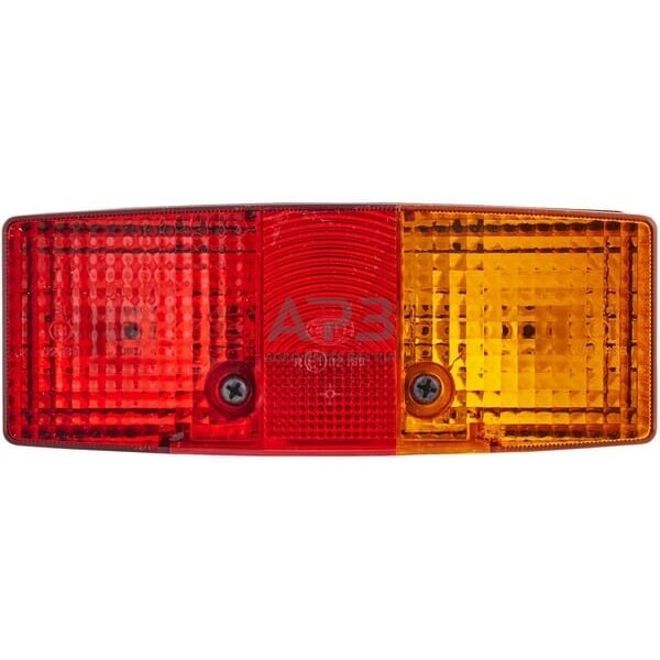 Galinis žibintas dešininis stačiakampis, 12/24V, raudona/oranžinė, 158x51x64mm, Hella 2SE003184101 1