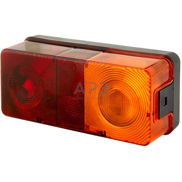 Galinis žibintas dešininis stačiakampis, 12/24V, raudona/oranžinė, 170x62x75mm, Hella 2SD002582021