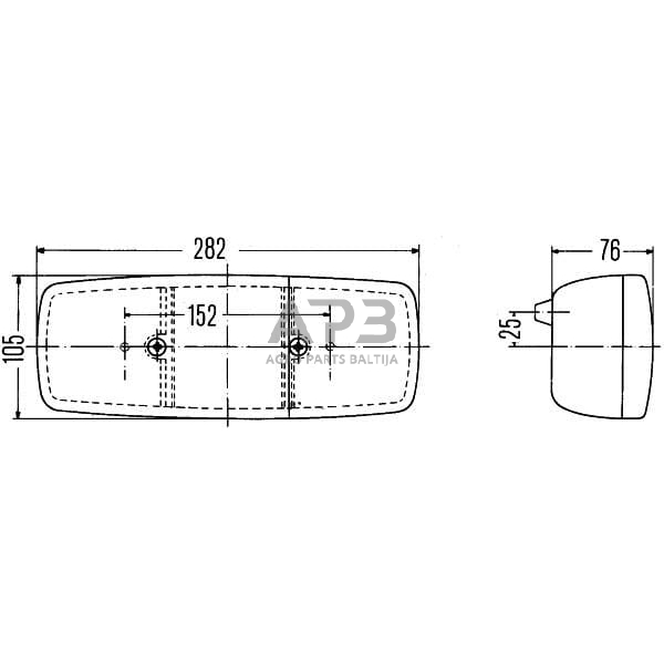 Galinis žibintas dešininis stačiakampis, 12/24V, raudona/oranžinė, 282x76x105mm, Hella 2SD001699061 6