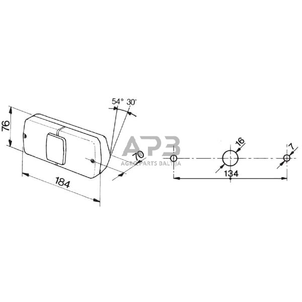 Galinis žibintas dešininis stačiakampis, 12V, raudona/gintarinė, 184x76mm, 4 kontaktų, Cobo 02369000 1