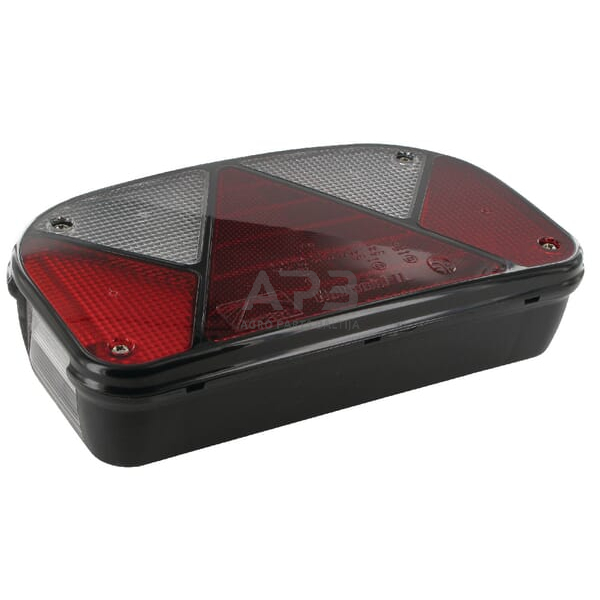 Galinis žibintas dešininis stačiakampis, 12V, raudona/skaidri, 240x52mm, 5 kontaktų, Aspöck 247200007
