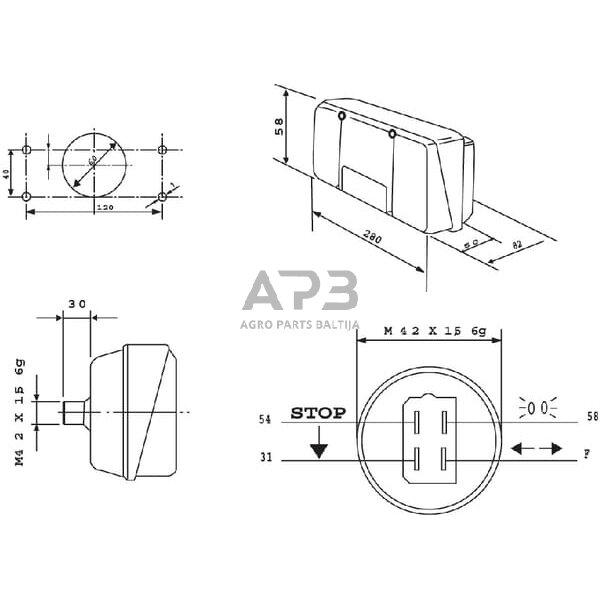 Galinis žibintas dešininis stačiakampis, raudona/gintarinė, 280x120mm AMP kištukas, Cobo 02257000 1 Galinis žibintas dešininis stačiakampis, raudona/gintarinė, 280x120mm AMP kištukas, Cobo 02257000 1