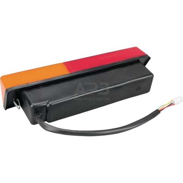 Galinis žibintas dešininis stačiakampis, raudona/gintarinė, 305x62mm AMP kištukas, Cobo 02747000 1