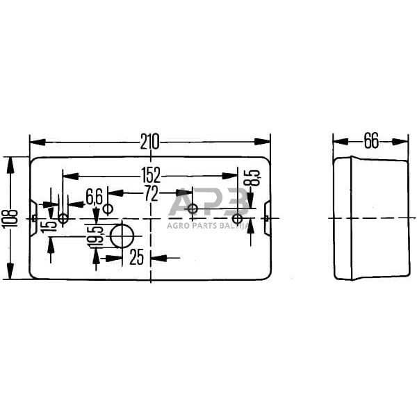 Galinis žibintas kairinis stačiakampis, 12/24V, raudona/oranžinė 210x66x108mm, Hella 2VP006040111 6