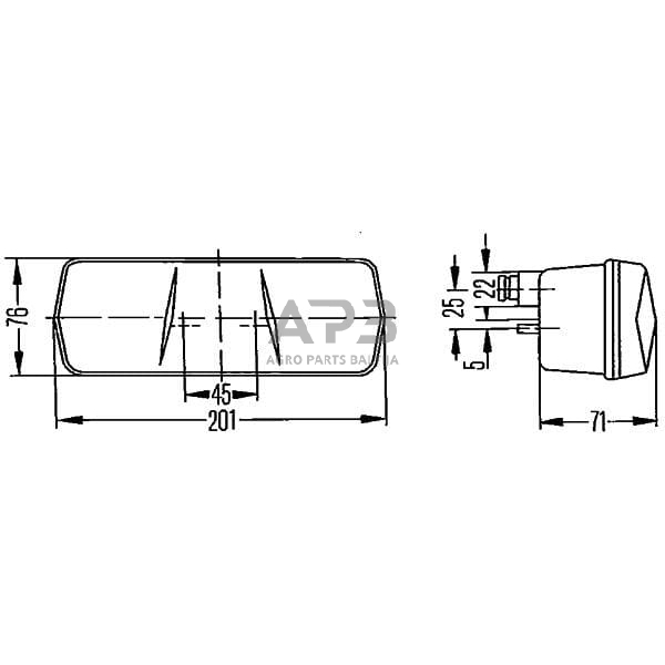 Galinis žibintas kairinis stačiakampis, 12/24V, raudona/oranžinė/gintarinė, 201x71x76mm, Hella 2SD001680271 6