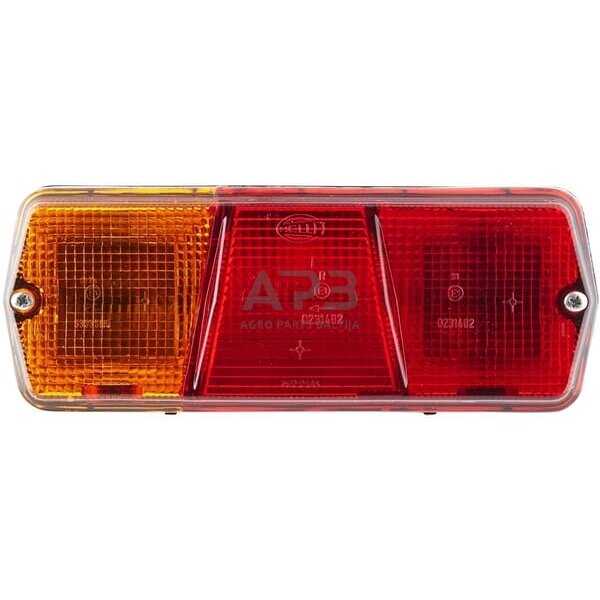 Galinis žibintas kairinis stačiakampis, 12/24V, raudona/oranžinė/gintarinė, 201x71x76mm, Hella 2SE001680291 1