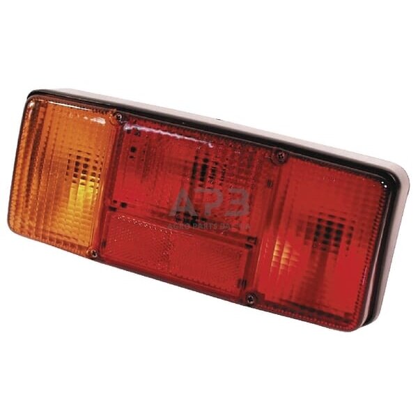 Galinis žibintas kairinis stačiakampis, raudona/gintarinė, 280x120mm AMP kištukas, Cobo 02256000