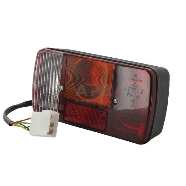 Galinis žibintas kairinis stačiakampis, skaidrus/gintarinė/raudona, 189.5x97mm Cobo 021065000