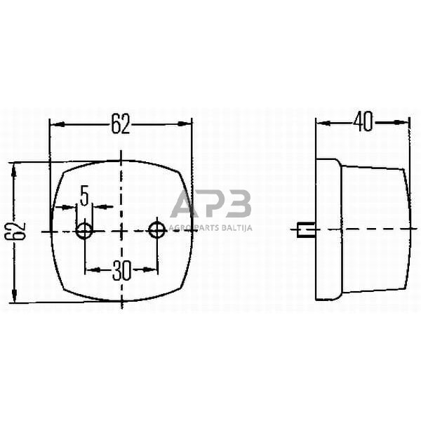 Galinis žibintas kvadratas, 12/24V, raudona, 62x40x62mm, Hella 2SA003057021 6